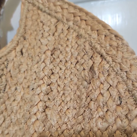 Natural Woven Tote with Black Embroidery - Picture 4 of 7